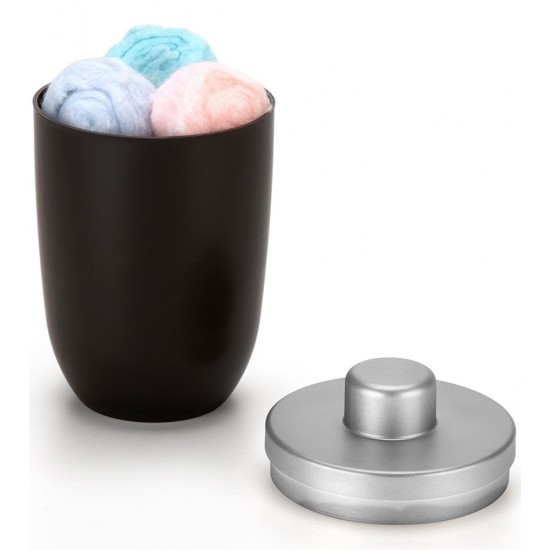 Porta Algodão 500ml 14cm Altura Preto Cromo Fosco